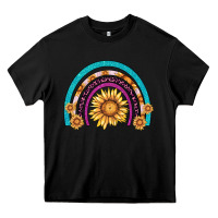 Black rainbow sunflower Heavy Core Tee - AdoDesignShop