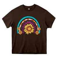 Chocolate Brown rainbow sunflower Heavy Core Tee - AdoDesignShop
