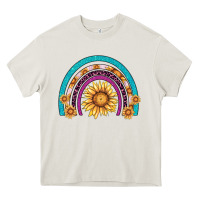 Cream rainbow sunflower Heavy Core Tee - AdoDesignShop