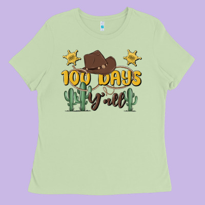100 Days Y'all Ladies Tee Designed By Maliassmallbusiness