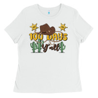 White 100 days y'all Ladies Tee - MaliasSmallBusiness