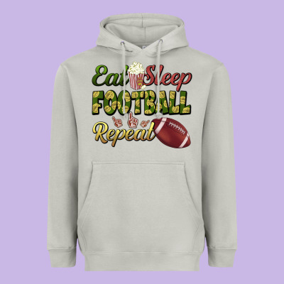 Eat Sleep Football Repeat Heavyweight Hoodie Designed By Bundleandbundleshop