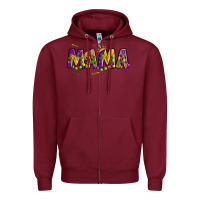 Burgundy mama mardi gras Zipper Hoodie - OliviaCreatesArt