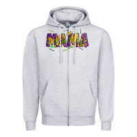 Heather Grey mama mardi gras Zipper Hoodie - OliviaCreatesArt