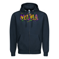 Navy mama mardi gras Zipper Hoodie - OliviaCreatesArt
