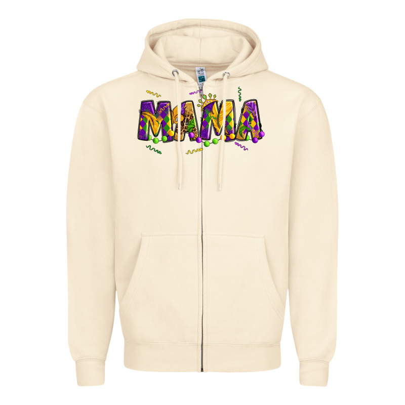 Mama Mardi Gras Zipper Hoodie by OliviaCreatesArt | Teevron