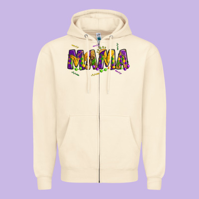 Mama Mardi Gras Zipper Hoodie Designed By Oliviacreatesart