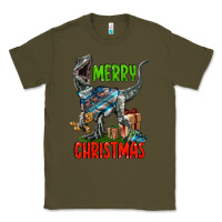 Army Green merry christmas velociraptor Classic Tee - LillyAllenDesigns