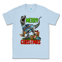 Dusty Blue merry christmas velociraptor Classic Tee - LillyAllenDesigns