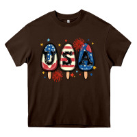 Chocolate Brown usa popsicles Heavy Core Tee - MaliasSmallBusiness