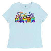 Baby Blue we are all human Ladies Tee - MaliasSmallBusiness
