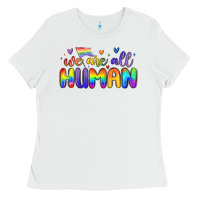 White we are all human Ladies Tee - MaliasSmallBusiness