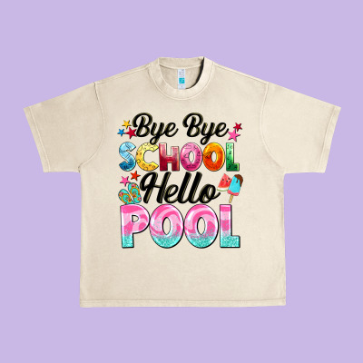 Bye Bye School Hello Pool Urban Heavy Tee Designed By Barkaloodesign