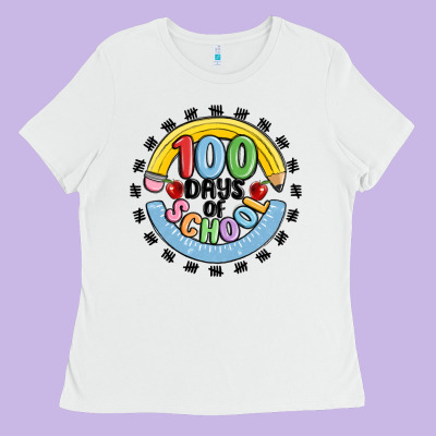 100 Days Of School Ladies Tee Designed By Maliassmallbusiness