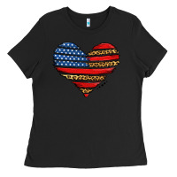 Black american leopard brushstroke heart Ladies Tee - Jasminsmagicworld