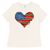 Bone american leopard brushstroke heart Ladies Tee - Jasminsmagicworld