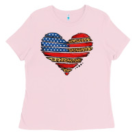 Bubblegum Pink american leopard brushstroke heart Ladies Tee - Jasminsmagicworld