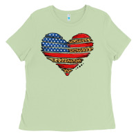 Matcha american leopard brushstroke heart Ladies Tee - Jasminsmagicworld