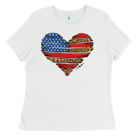 White american leopard brushstroke heart Ladies Tee - Jasminsmagicworld