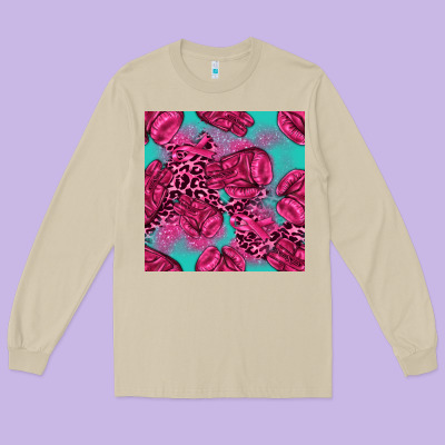 Breast Cancer Seamless Pattern Long Sleeve Tee Designed By Texasbilliewilder