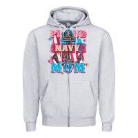 Heather Grey Proud navy Mom Mother's Day Zipper Hoodie - FaDigitalArtStudio