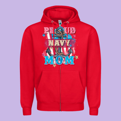 Proud Navy Mom Mother's Day Zipper Hoodie Designed By Fadigitalartstudio