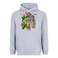 Heather Grey sorta merry sorta scary chest Heavyweight Hoodie - FaDigitalArtStudio