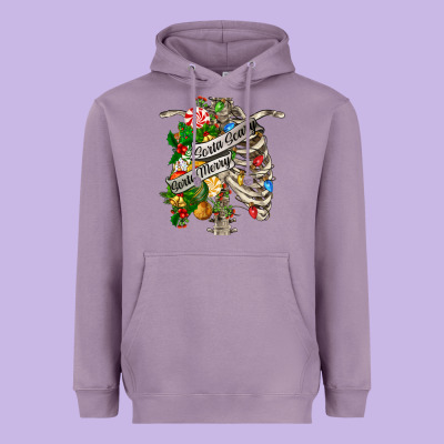 Sorta Merry Sorta Scary Chest Heavyweight Hoodie Designed By Fadigitalartstudio