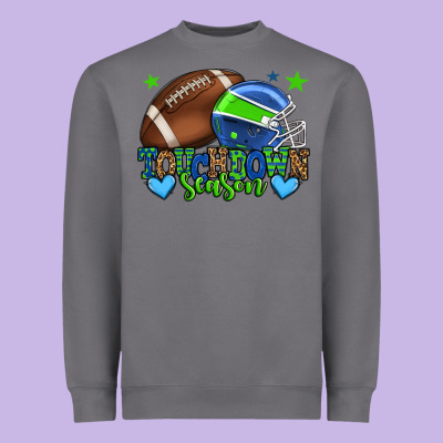 Touchdown Season American Football Green And Blue Heavyweight Sweatshirt Designed By Howdyjamesfarm