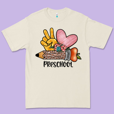 Peace Love Preschool Premium Tee Designed By Jahusdesignshop