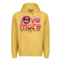 Antique Gold Love more worry less Premium Hoodie - FaDigitalArtStudio