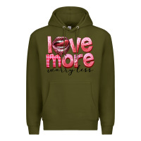 Army Green Love more worry less Premium Hoodie - FaDigitalArtStudio