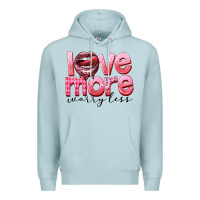 Blue Mist Love more worry less Premium Hoodie - FaDigitalArtStudio