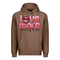 Chestnut Love more worry less Premium Hoodie - FaDigitalArtStudio