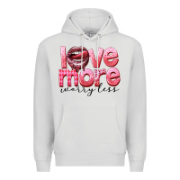 Dove Grey Love more worry less Premium Hoodie - FaDigitalArtStudio