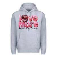 Heather Grey Love more worry less Premium Hoodie - FaDigitalArtStudio