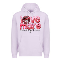 Lilac Love more worry less Premium Hoodie - FaDigitalArtStudio