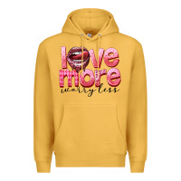 Mustard Love more worry less Premium Hoodie - FaDigitalArtStudio