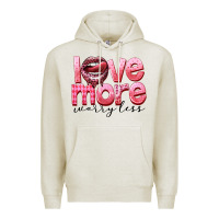 Oatmeal Heather Love more worry less Premium Hoodie - FaDigitalArtStudio