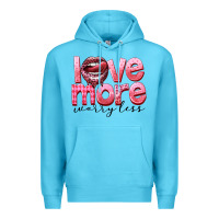 Ocean Blue Love more worry less Premium Hoodie - FaDigitalArtStudio