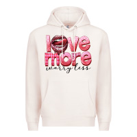 Pale Pink Love more worry less Premium Hoodie - FaDigitalArtStudio