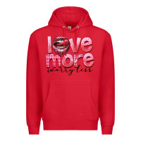 Red Love more worry less Premium Hoodie - FaDigitalArtStudio