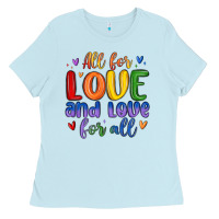 Baby Blue all for love and love for all Ladies Tee - MaliasSmallBusiness