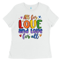White all for love and love for all Ladies Tee - MaliasSmallBusiness