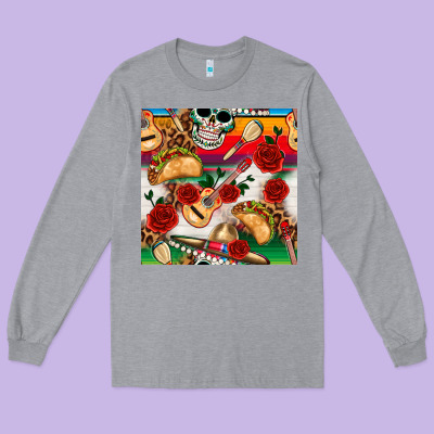 Mexican  Seamless Pattern Long Sleeve Tee Designed By Texasbilliewilder