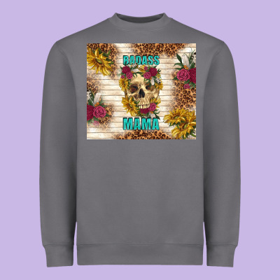 Badass Mama With Flowers Heavyweight Sweatshirt Designed By Tumblerdesignbyshophia