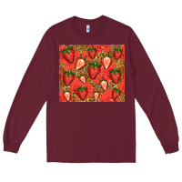Burgundy strawberries Long Sleeve Tee - Jasminsmagicworld
