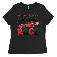 Black you make my heart race valentine's day Ladies Tee - MaliasSmallBusiness