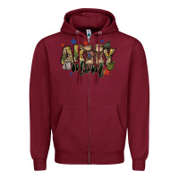 Burgundy army mom Zipper Hoodie - FaDigitalArtStudio