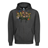 Charcoal Heather army mom Zipper Hoodie - FaDigitalArtStudio